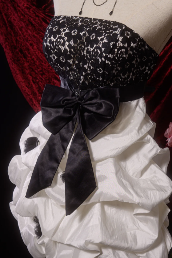 Vintage Strapless Ball Gown Lace Birthday Dresses Taffeta White Hoco Dresses