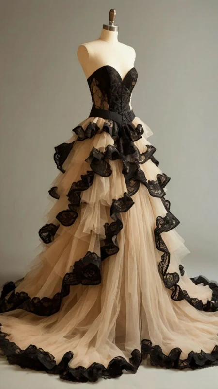 Vintage Sweetheart Neck Tulle Lace Longg Dress Formal Bridal Dress