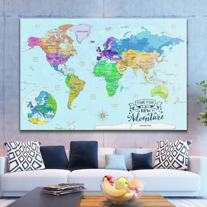 Watercolor World Map Canvas Art - Large World Map Canvas - SharpWallArts