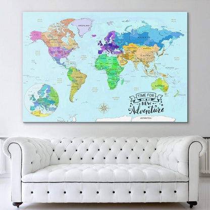 Watercolor World Map Canvas Art - Large World Map Canvas - SharpWallArts