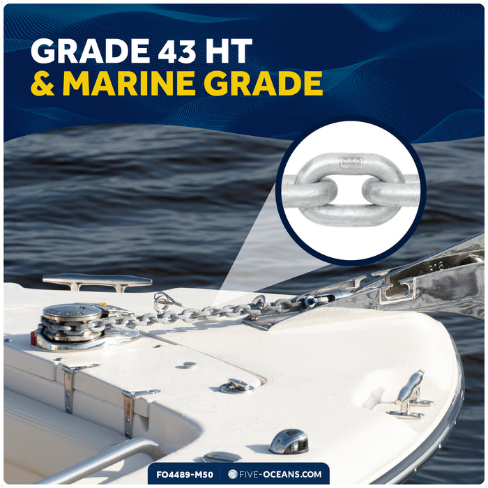 Windlass Anchor Chain 1/4" x 50' HT G4 - Galvanized Steel - FO4489-M50 - Five Oceans