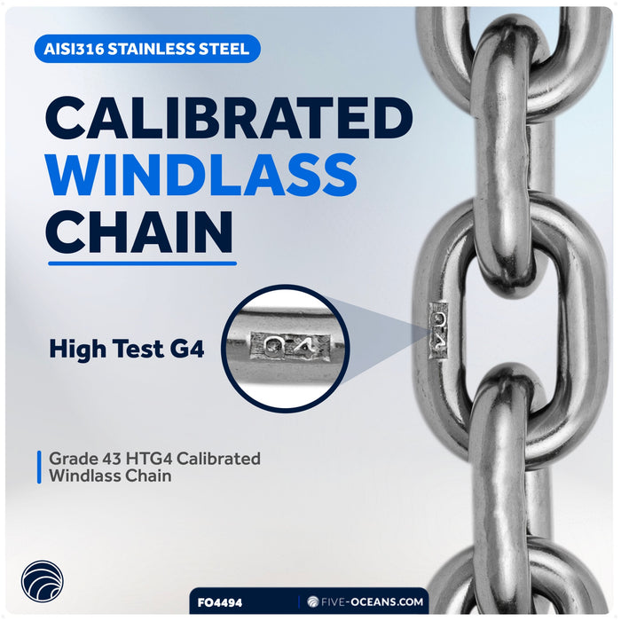 Windlass Anchor Chain 3/8" HT G4 - Stainless Steel - (Per Foot) - FO4494 - Five Oceans
