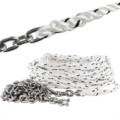 Windlass Anchor Rode, 1/2" x 200' Rope with 1/4" x 15' G4 Stainless Steel Chain - FO4528 - Five Oceans