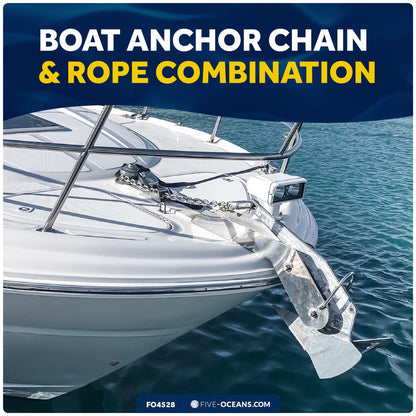 Windlass Anchor Rode, 1/2" x 200' Rope with 1/4" x 15' G4 Stainless Steel Chain - FO4528 - Five Oceans