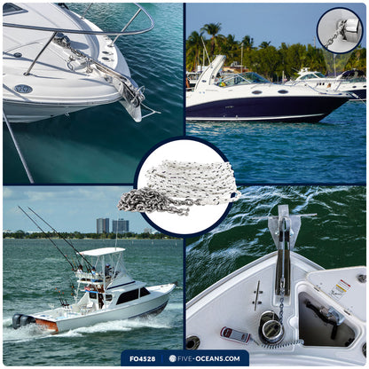 Windlass Anchor Rode, 1/2" x 200' Rope with 1/4" x 15' G4 Stainless Steel Chain - FO4528 - Five Oceans