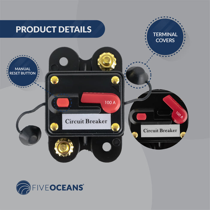 Windlass Circuit Breaker, 100 Amps, 12 V, Surface Mount - FO3296 - Five Oceans