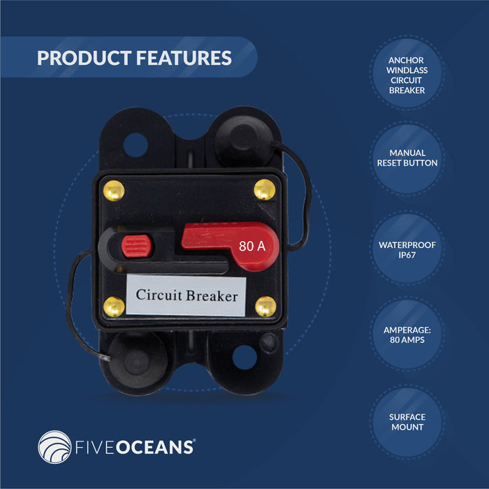 Windlass Circuit Breaker - 80 Amps, 12V - FO3294 - Five Oceans