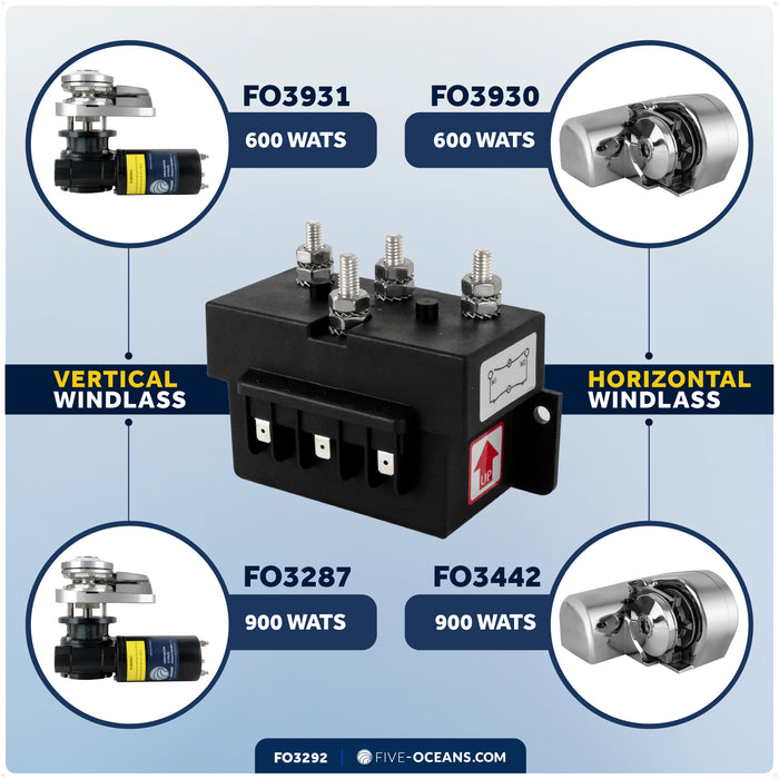 Windlass Solenoid for 2-Wire Motor, 12V, Up To 1500W - FO3292 - Five Oceans