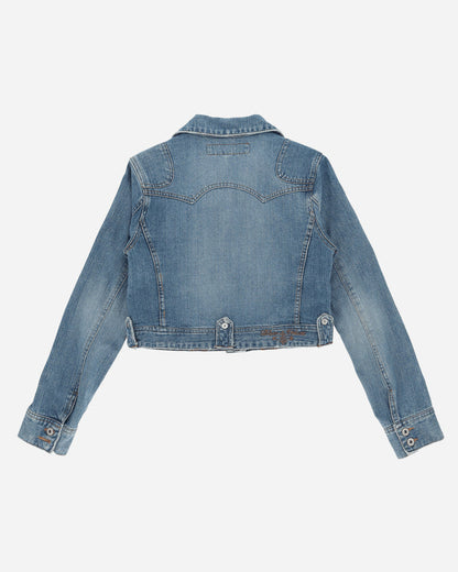Pezze Vintage Wmns Crop Denim Jacket Blue Coats and Jackets Denim Jackets 057242 1