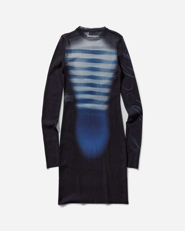 Jean Paul Gaultier Wmns Mesh Crew Neck Short Dress Navy/Lightblue/White Dresses Dress Short 25-33-F-RO367-T576 595601