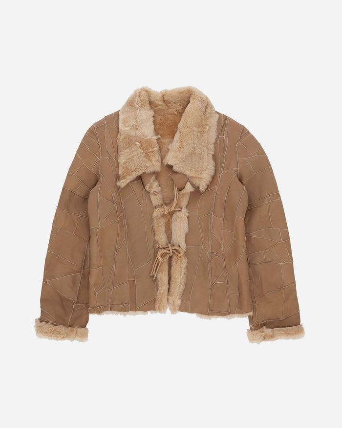 Pezze Vintage Wmns Shearling Leather Jacket Brown Coats and Jackets Jackets 0572420 1