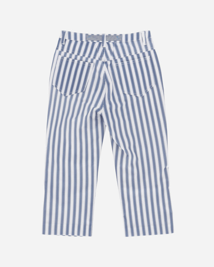 Pezze Vintage Wmns Marithé François Girbaud Striped Capri Trousers Blue Shorts Short 0772419 1