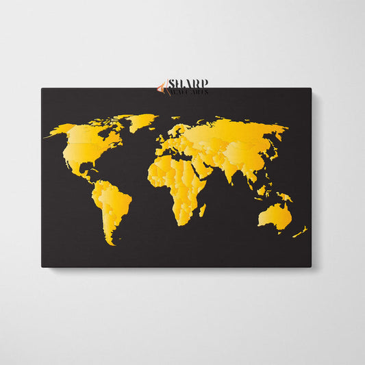 World Map Wall Art Gold and Back - World Map Wall Art Gold Large
