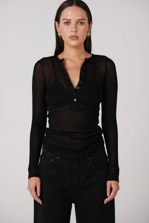 Xavier Button Top - Black