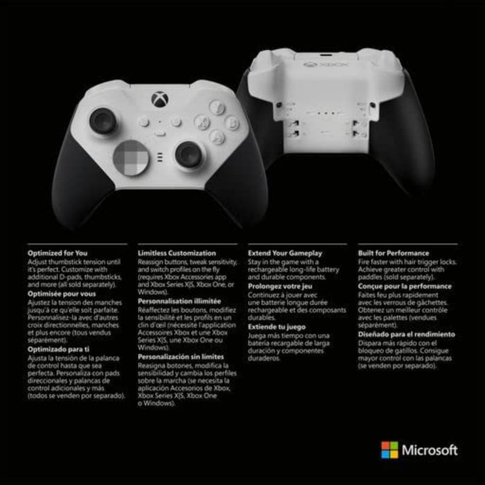 Xbox Elite Wireless Controller Series 2 Core – White - Xbox Series X|S, Xbox One, Windows PC, Android, and iOS