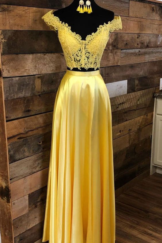 Yellow Tulle Long Lace